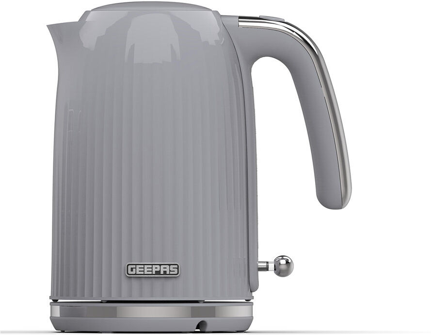 GEEPAS 1.7L Electric Kettle Cordless Jug Kettle with Rapid Boil Auto Shut Off & Boil Dry Protection 3000W Fluted Grey 1.7L