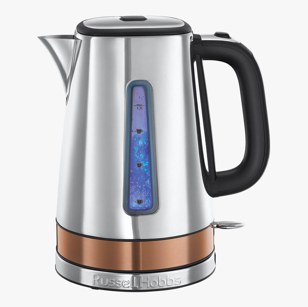 Russell Hobbs Luna Copper Quiet Boil Kettle 1.7L Stainless Steel Silver 1.7L