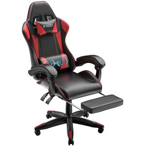 zoow Ergonomic Game Chair with Massage Lumbar Support and Footrest Swivel Black/Red 123.5cm H X 61cm W X 61cm D zoow Ergonomic Game Chair with Massage Lumbar Support and Footrest Swivel Black/Red 123.5cm H X 61cm W X 61cm D