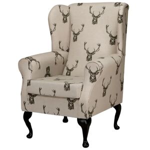 Beaumont Stag Wingback Armchar black/brown/white 104.0 H x 74.0 W x 69.0 D cm