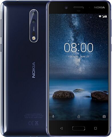 Nokia 8 Dual Sim 128GB Polished Blue, Unlocked B