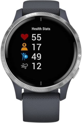 Refurbished: Garmin Venu GPS Smartwatch - Blue Granite/Silver, C Refurbished: Garmin Venu GPS Smartwatch - Blue Granite/Silver, C