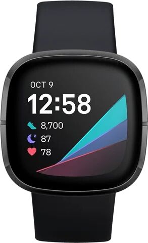 Refurbished: Fitbit Sense Health And Fitness Smartwatch+GPS - Carbon/Graphite Steel, B