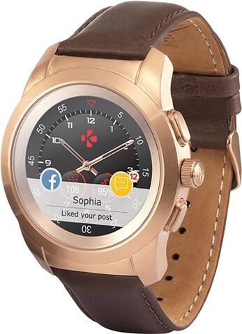 Refurbished: MyKronoz ZeTime Hybrid Smartwatch - Brushed Pink Gold\Brown Leather, A