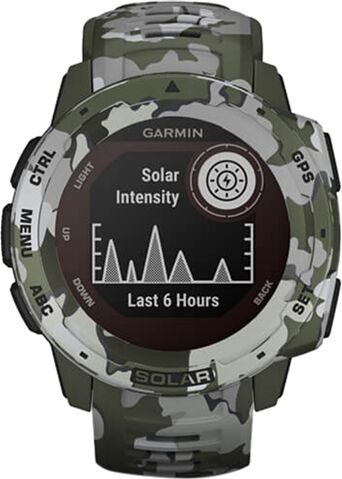 Refurbished: Garmin Instinct Solar GPS Smartwatch - Camo Green, B