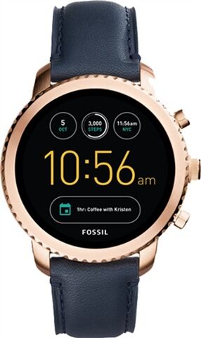 Refurbished: Fossil Gen 3 Explorist FTW4002 - Rose Gold/Navy Leather, B Refurbished: Fossil Gen 3 Explorist FTW4002 - Rose Gold/Navy Leather, B