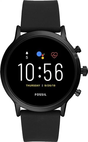Refurbished: Fossil Gen 5 Carlyle HR FTW4025 - Black/Black Silicone, B Refurbished: Fossil Gen 5 Carlyle HR FTW4025 - Black/Black Silicone, B