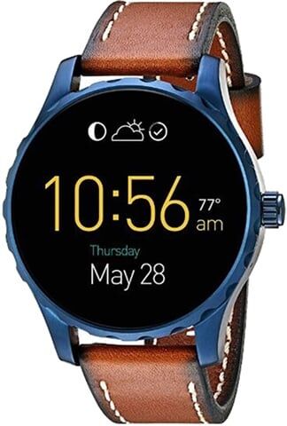 Refurbished: Fossil Gen 2 Marshal FTW2106 - Blue/Brown Leather, B Refurbished: Fossil Gen 2 Marshal FTW2106 - Blue/Brown Leather, B