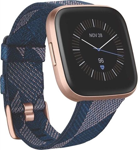 Refurbished: Fitbit Versa 2 Fitness Smartwatch SE Navy & Pink Woven, B