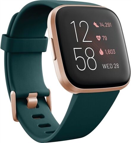 Refurbished: Fitbit Versa 2 Fitness Smartwatch - Emerald /Copper Rose, B
