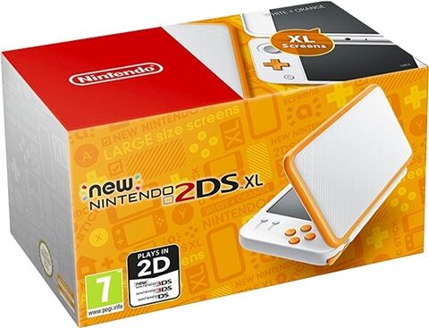 Refurbished: NEW 2DS XL Console, W/ AC Adapter, White & Orange, Boxed
