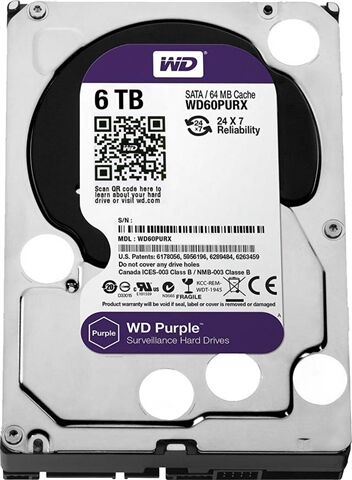 Refurbished: WD Purple WD60PUR 6TB 3.5” SATA III