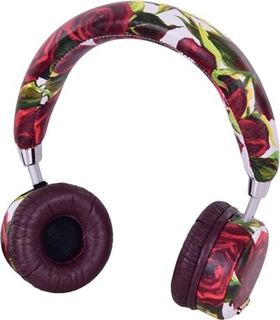 Refurbished: Dolce & Gabbana Roses Print Wireless Leather Headphone, A Refurbished: Dolce & Gabbana Roses Print Wireless Leather Headphone, A