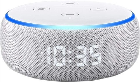 Refurbished: Amazon Echo Dot 3rd Gen (36EBT3) with Clock - Sandstone Fabric, B