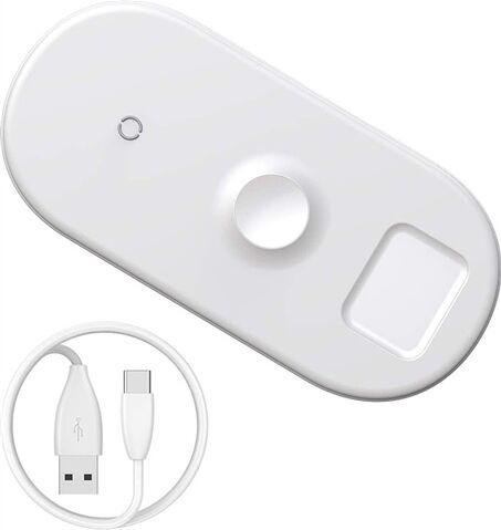 Refurbished: Baseus UK Smart 3 in 1 Fast Wireless Qi QC 3.0 Wireless Charger-White Refurbished: Baseus UK Smart 3 in 1 Fast Wireless Qi QC 3.0 Wireless Charger-White