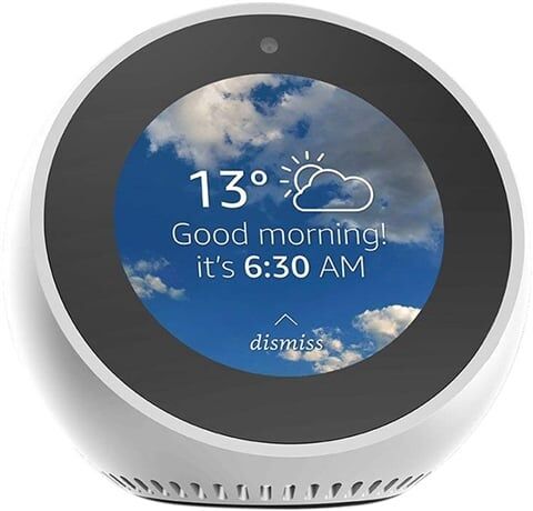 Refurbished: Amazon Echo Spot (VN94DQ) - White, A Refurbished: Amazon Echo Spot (VN94DQ) - White, A