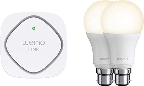 Refurbished: Belkin WeMo Smart Light Bayonet Fit B22 LED Kit (2 x Bulb,1 x Wemo), B Refurbished: Belkin WeMo Smart Light Bayonet Fit B22 LED Kit (2 x Bulb,1 x Wemo), B
