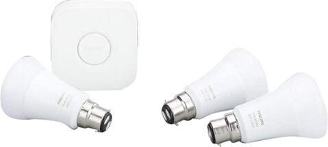 Refurbished: Philips Hue White and Colour LED Starter Kit with 3 Bulbs 10W B22, B Refurbished: Philips Hue White and Colour LED Starter Kit with 3 Bulbs 10W B22, B