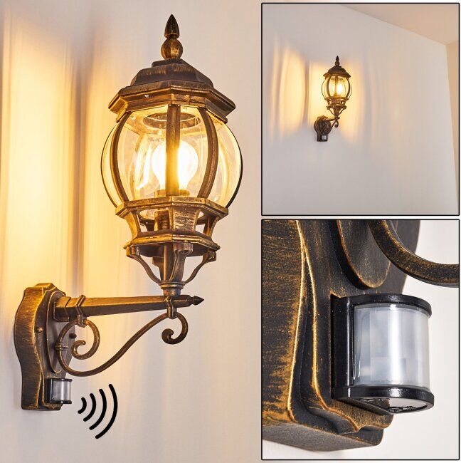 hofstein Lentua Outdoor Wall Light brown, gold, 1-light source, Motion sensor - antique, cottage - outdoors - Unknown delivery time hofstein Lentua Outdoor Wall Light brown, gold, 1-light source, Motion sensor - antique, cottage - outdoors - Unknown delivery time