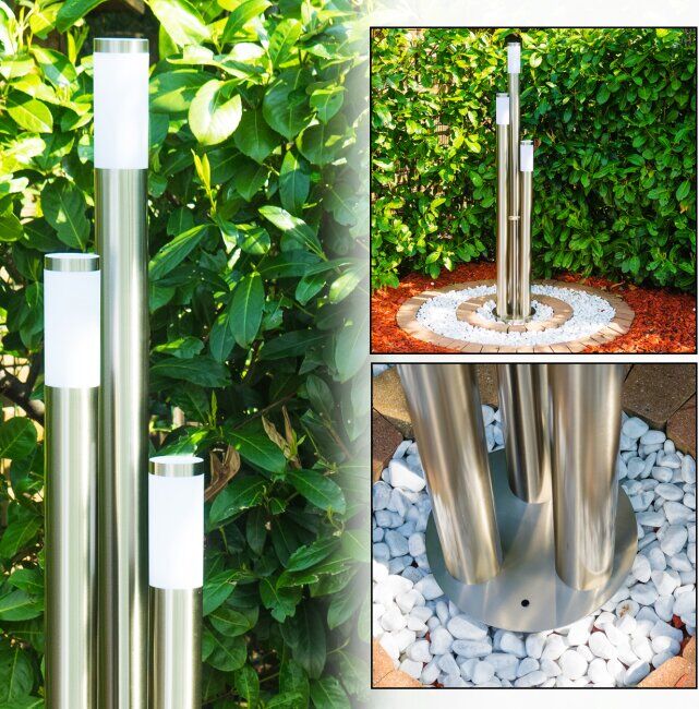 hofstein Trones outdoor path light stainless steel, 3-light sources - modern - outdoors - Expected delivery time: 6-10 working days