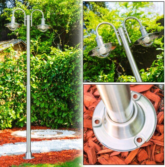 hofstein Elima lamppost stainless steel, 2-light sources - modern - outdoors - Expected delivery time: 6-10 working days