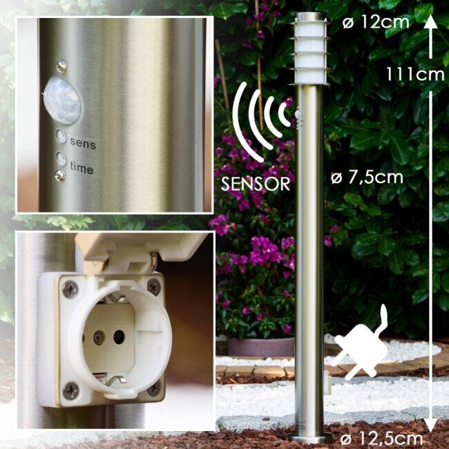 hofstein Tunes path light stainless steel, 1-light source, Motion sensor - modern - outdoors - Expected delivery time: 6-10 working days