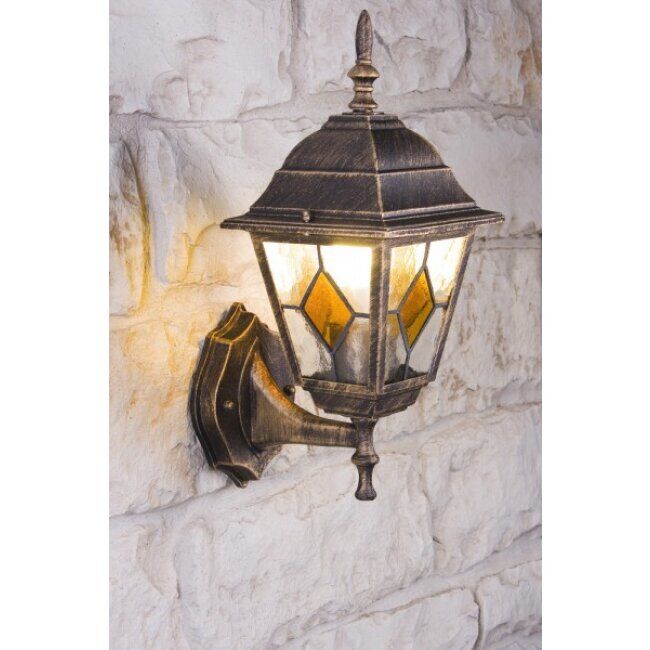 hofstein Antibes outdoor wall light brown, gold, 1-light source - antique, cottage - outdoors - Expected delivery time: 6-10 working days
