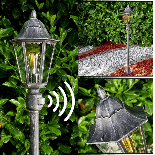 hofstein Lignac outdoor Floor Lamp black, silver, 1-light source, Motion sensor - antique, cottage - outdoors - Expected delivery time: 6-10 working days