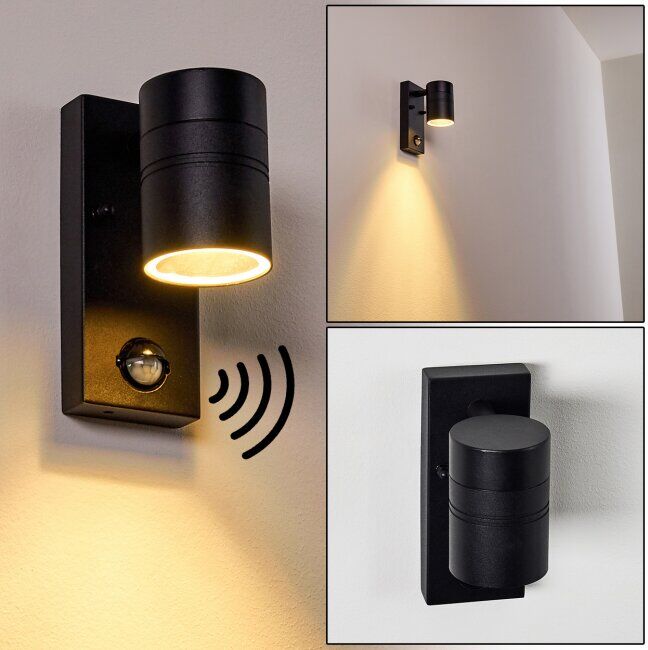 hofstein Outdoor Wall Light Froslev LED black, 1-light source, Motion sensor - Basic, contemporary, modern, purist - outdoors - Expected delivery time: 6-10 working days