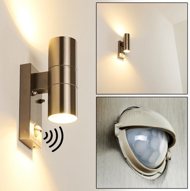 hofstein BRACHY Outdoor Wall Light stainless steel, 2-light sources, Motion sensor - contemporary, purist - outdoors - Expected delivery time: 6-10 working days hofstein BRACHY Outdoor Wall Light stainless steel, 2-light sources, Motion sensor - contemporary, purist - outdoors - Expected delivery time: 6-10 working days