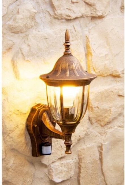 hofstein Ribadeo outdoor wall light brown, gold, 1-light source, Motion sensor - antique, cottage - outdoors - Expected delivery time: 6-10 working days