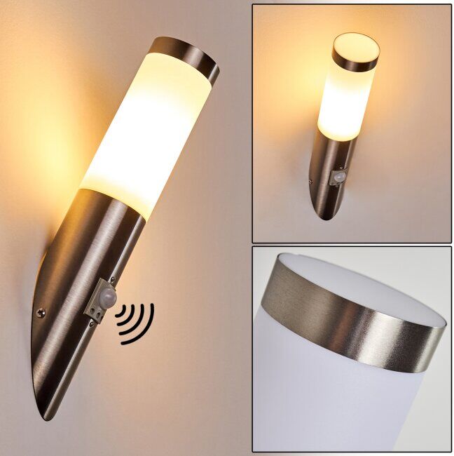 hofstein Norburg Outdoor Wall Light stainless steel, 1-light source, Motion sensor - modern - outdoors - Expected delivery time: 6-10 working days hofstein Norburg Outdoor Wall Light stainless steel, 1-light source, Motion sensor - modern - outdoors - Expected delivery time: 6-10 working days