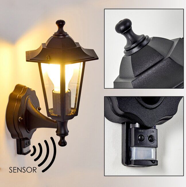 hofstein VALTIMO outdoor wall light black, 1-light source, Motion sensor - classic - outdoors - Expected delivery time: 2-3 weeks