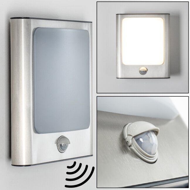 hofstein KIMOLA outdoor wall light LED matte nickel, 1-light source, Motion sensor - modern - outdoors - Expected delivery time: 6-10 working days hofstein KIMOLA outdoor wall light LED matte nickel, 1-light source, Motion sensor - modern - outdoors - Expected delivery time: 6-10 working days