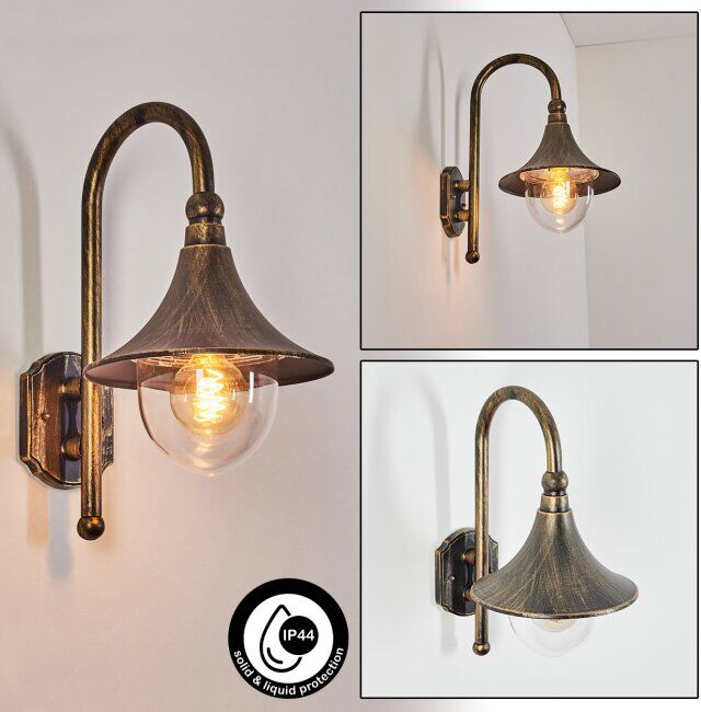 hofstein Elgin outdoor wall light black-gold, 1-light source - antique, cottage - outdoors - Expected delivery time: 6-10 working days hofstein Elgin outdoor wall light black-gold, 1-light source - antique, cottage - outdoors - Expected delivery time: 6-10 working days