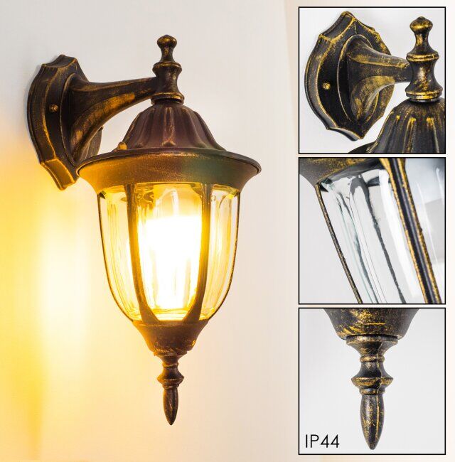 hofstein Ribadeo Outdoor Wall Light black-gold, 1-light source - antique, cottage - outdoors - Expected delivery time: 6-10 working days hofstein Ribadeo Outdoor Wall Light black-gold, 1-light source - antique, cottage - outdoors - Expected delivery time: 6-10 working days