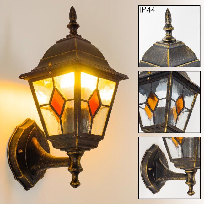 hofstein Antibes Outdoor Wall Light brown, gold, 1-light source - antique, cottage - outdoors - Expected delivery time: 6-10 working days