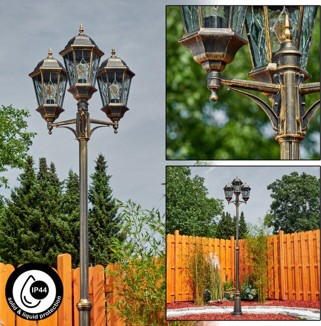 hofstein Hongkong lamppost brass, gold, transparent, clear, 3-light sources - antique, cottage - outdoors - Expected delivery time: 6-10 working days hofstein Hongkong lamppost brass, gold, transparent, clear, 3-light sources - antique, cottage - outdoors - Expected delivery time: 6-10 working days