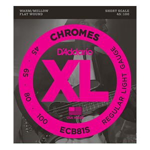 D'Addario ECB81S XL Chromes Flatwound Light Short Scale Bass 45-100 D'Addario ECB81S XL Chromes Flatwound Light Short Scale Bass 45-100