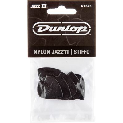 Dunlop 47P3S Nylon Jazz III Black Stiffo 1.38mm 6 Pick Play/Pack Dunlop 47P3S Nylon Jazz III Black Stiffo 1.38mm 6 Pick Play/Pack