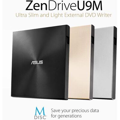 Asus SDRW-08U9M-U external ultraslim 8X DVD writer, USB Type C + Type A cable, M Asus SDRW-08U9M-U external ultraslim 8X DVD writer, USB Type C + Type A cable, M