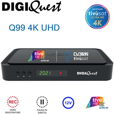Digiquest Q99 4K UHD Tivùsat Receiver Activated Card Italian TV Plug & Play Digiquest Q99 4K UHD Tivùsat Receiver Activated Card Italian TV Plug & Play