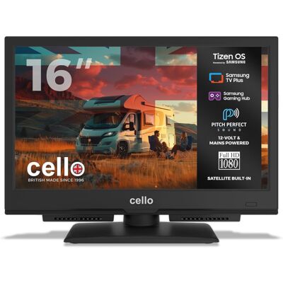 Cello CTrav16TZ 16 inch 12v 24v Smart Caravan TV 1080P WiFi Freeview & FreeSat Cello CTrav16TZ 16 inch 12v 24v Smart Caravan TV 1080P WiFi Freeview & FreeSat