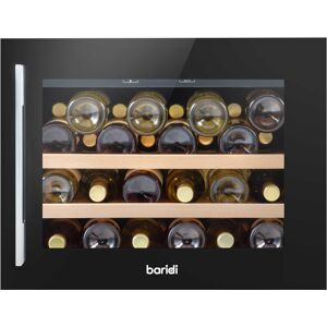 Dellonda Baridi 60cm Built-In 28 Bottle Wine Cooler with Beech Wood Shelves, Black - DH20 Dellonda Baridi 60cm Built-In 28 Bottle Wine Cooler with Beech Wood Shelves, Black - DH20