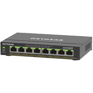 Netgear Plus GS308EP - Switch - smart - 8 x 10/100/1000 (PoE+) - desktop, wall-m Netgear Plus GS308EP - Switch - smart - 8 x 10/100/1000 (PoE+) - desktop, wall-m
