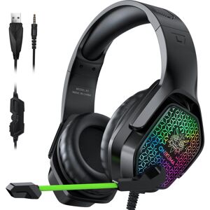 GreenZech Gaming Headset Over-ear 3.5mm LED Light Stereo Bass Game Headphones with Mic for GreenZech Gaming Headset Over-ear 3.5mm LED Light Stereo Bass Game Headphones with Mic for