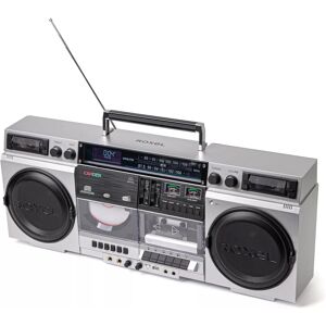(Silver) Roxel Camden Cassette CD Player Boombox with Radio (Silver) Roxel Camden Cassette CD Player Boombox with Radio