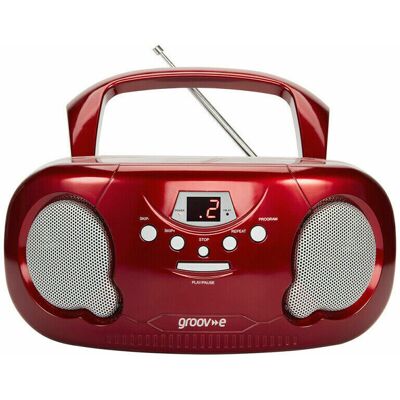 Groov-e Original Boombox Portable CD Player - Radio AM/FM - Red Groov-e Original Boombox Portable CD Player - Radio AM/FM - Red