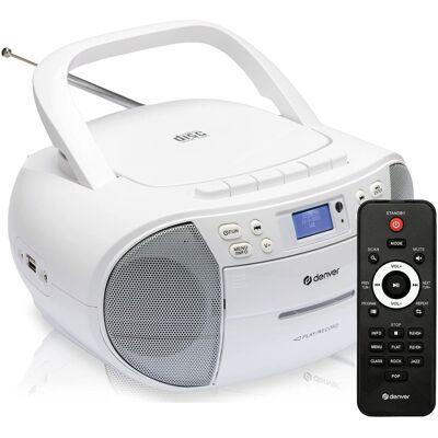 Denver DAB Portable CD Player And Cassette Player Boombox, CD Radio Player Clock And Du Denver DAB Portable CD Player And Cassette Player Boombox, CD Radio Player Clock And Du