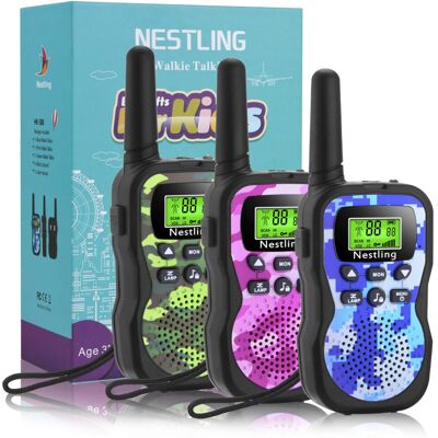 Nestling Walkie Talkies 3 Pack, Upgraded Version Camouflage Exterior 8 Channels 2 Way Rad Nestling Walkie Talkies 3 Pack, Upgraded Version Camouflage Exterior 8 Channels 2 Way Rad